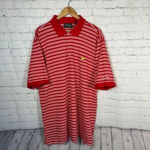 Masters Collection Golf Polo Shirt Mens XL Red White Striped Pima Cotton Augusta
